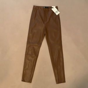 Zara High Rise Leather Leggings